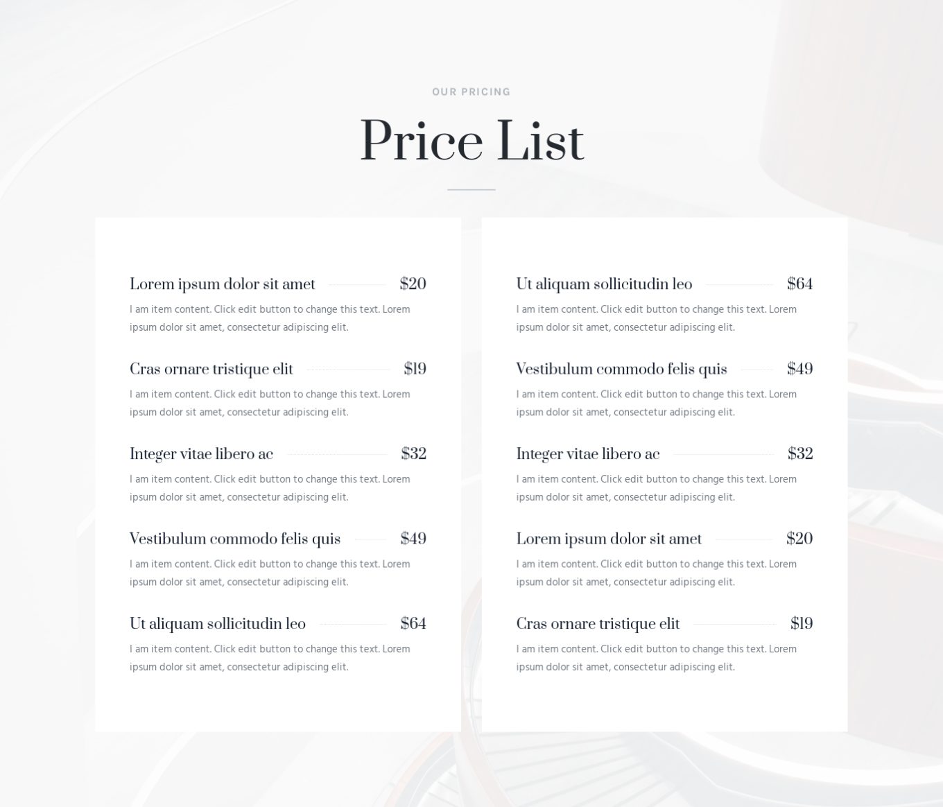 Pricing Menu 13