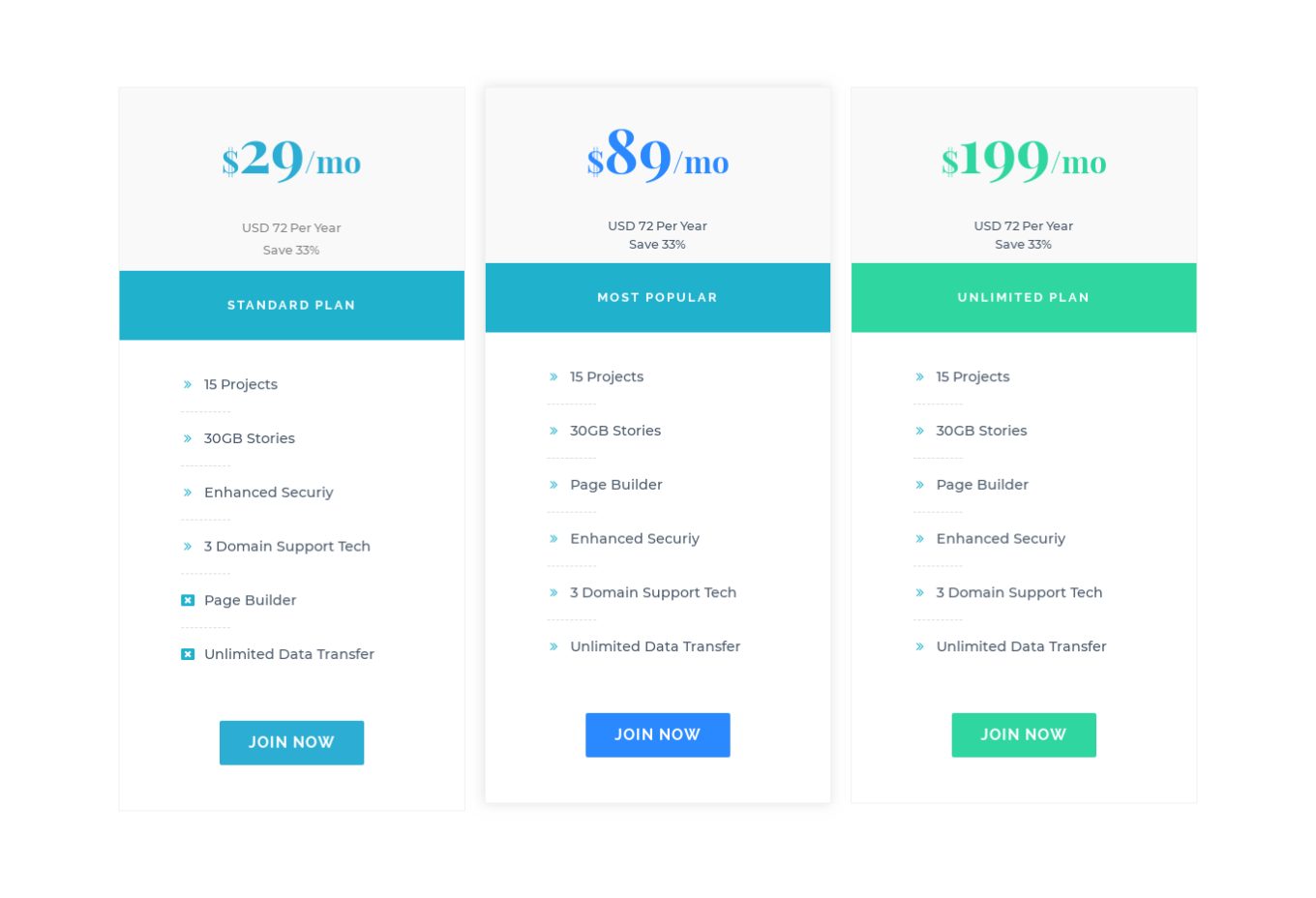 Pricing Table 8