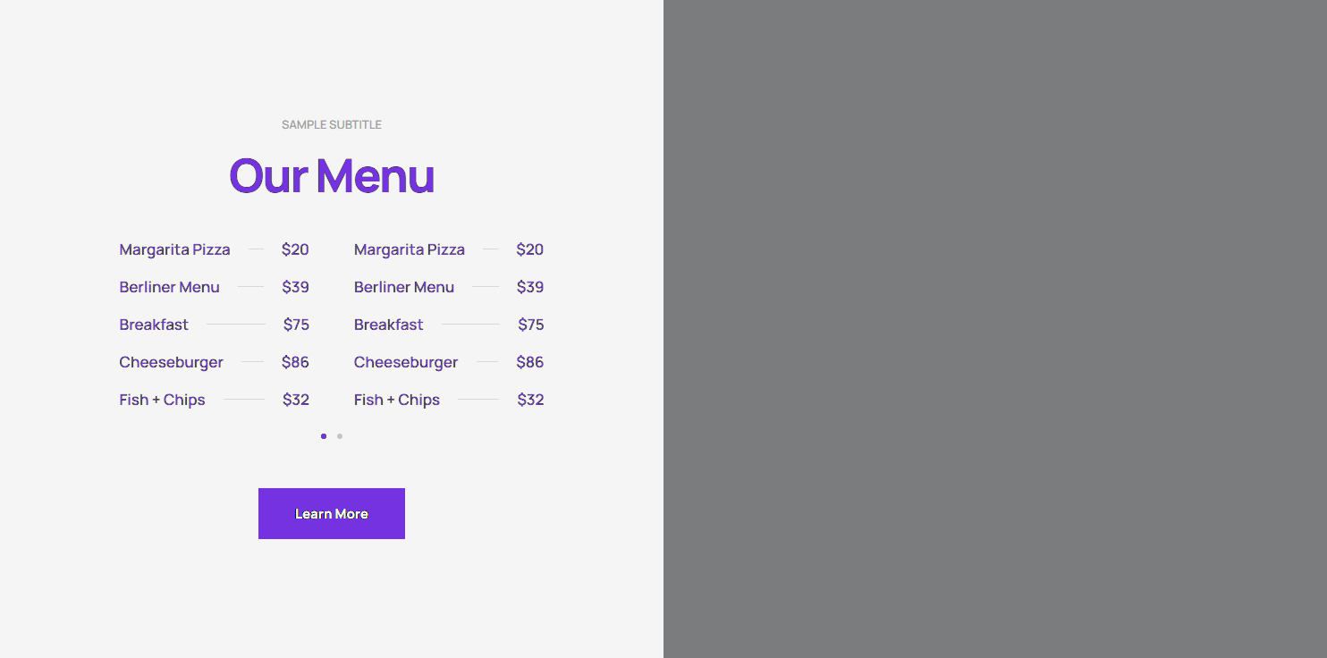 Pricing Menu c3093