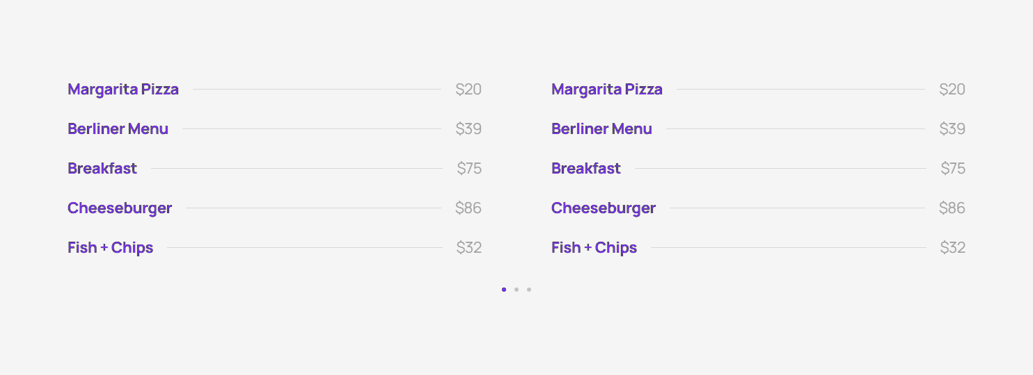 Pricing Menu c3086