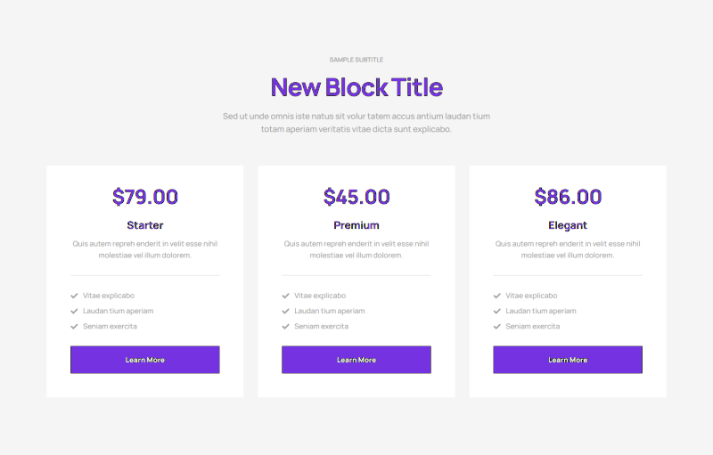Pricing Table c792