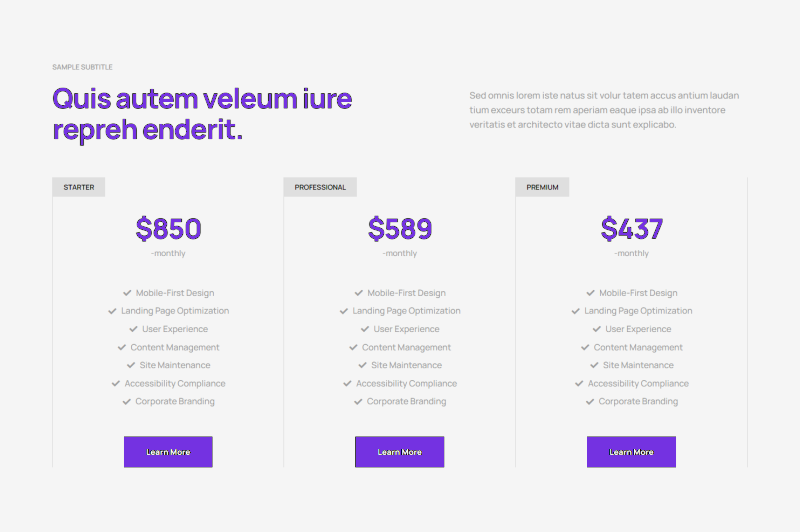 Pricing Table c783