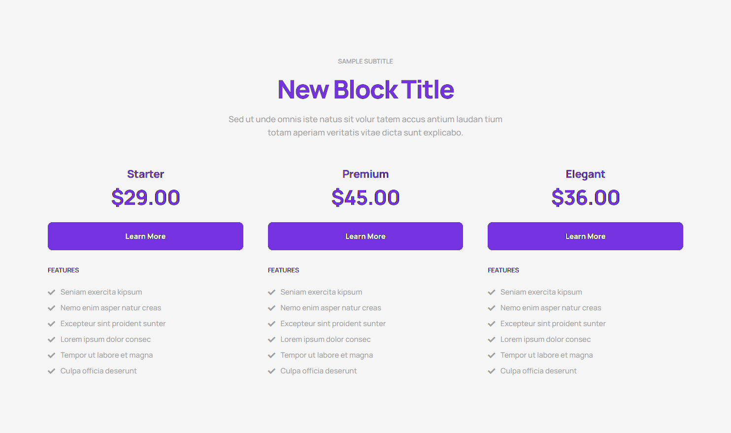 Pricing Table c800