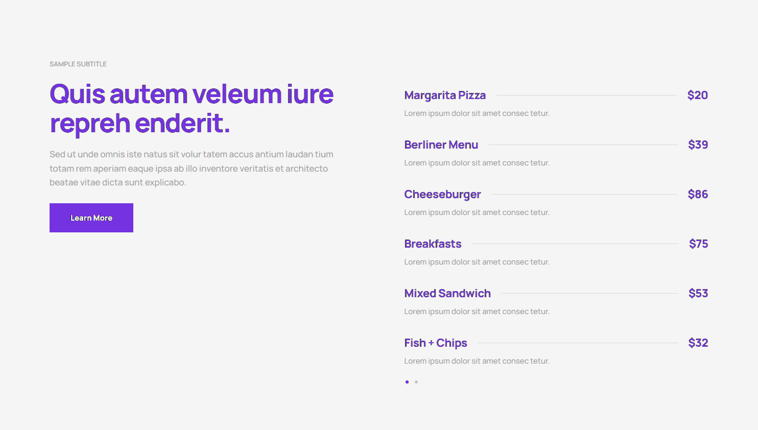 Pricing Menu c3098