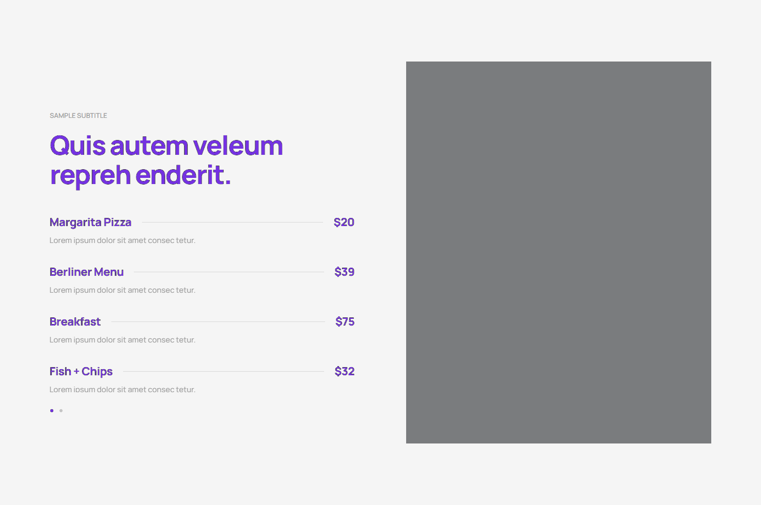 Pricing Menu c3085