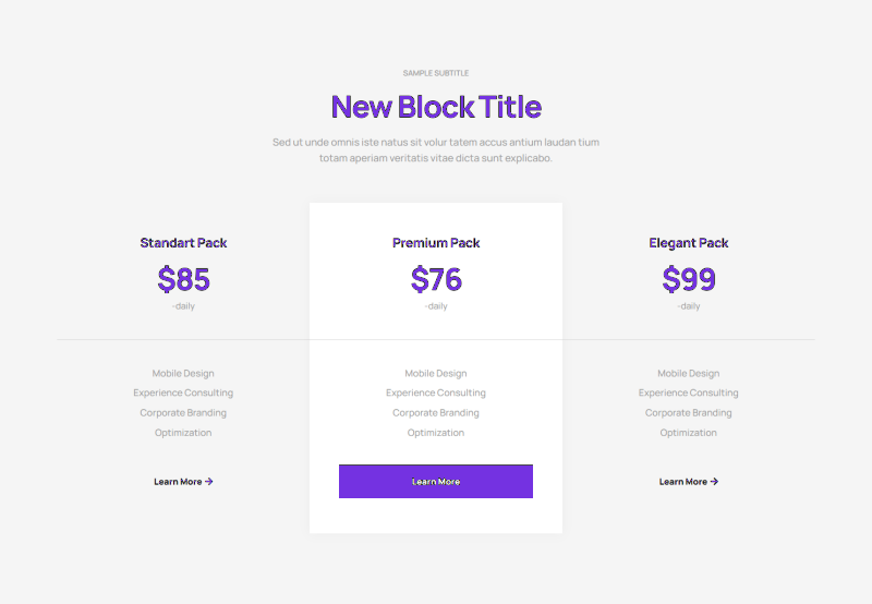 Pricing Table c785