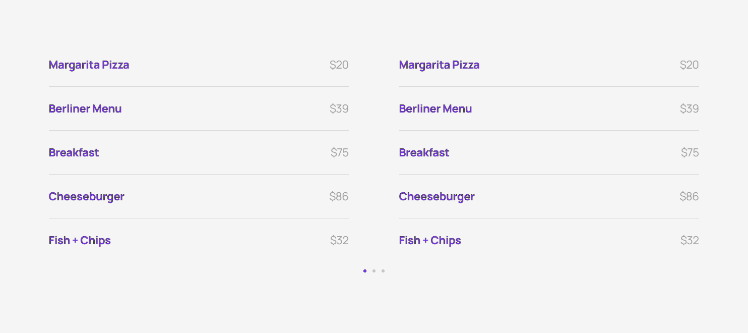 Pricing Menu c3091