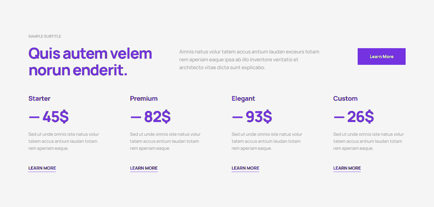 Pricing Table c794