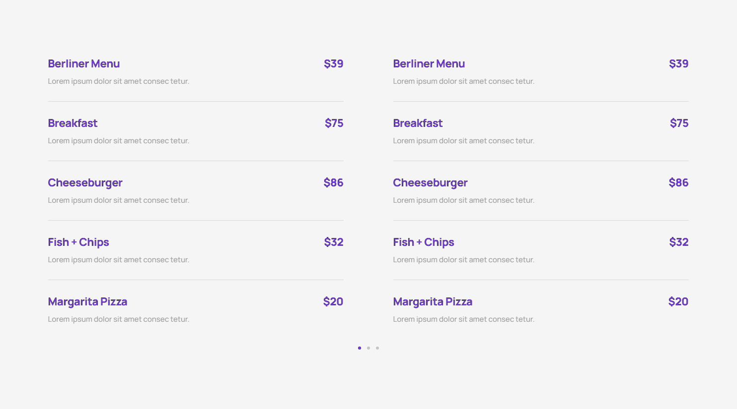 Pricing Menu c3089