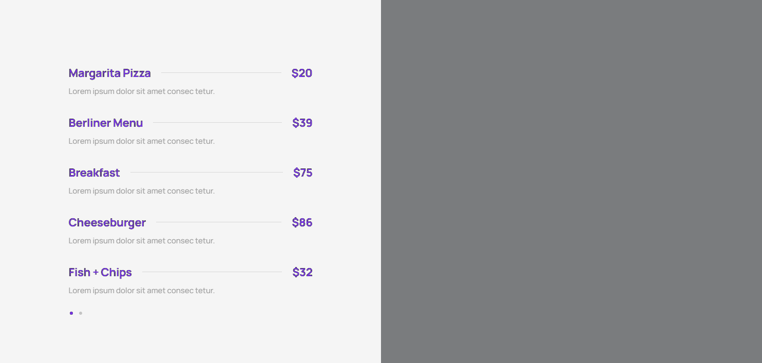 Pricing Menu c3081