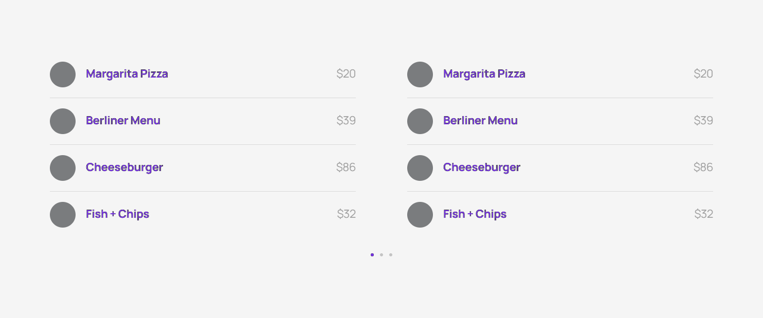 Pricing Menu c3092