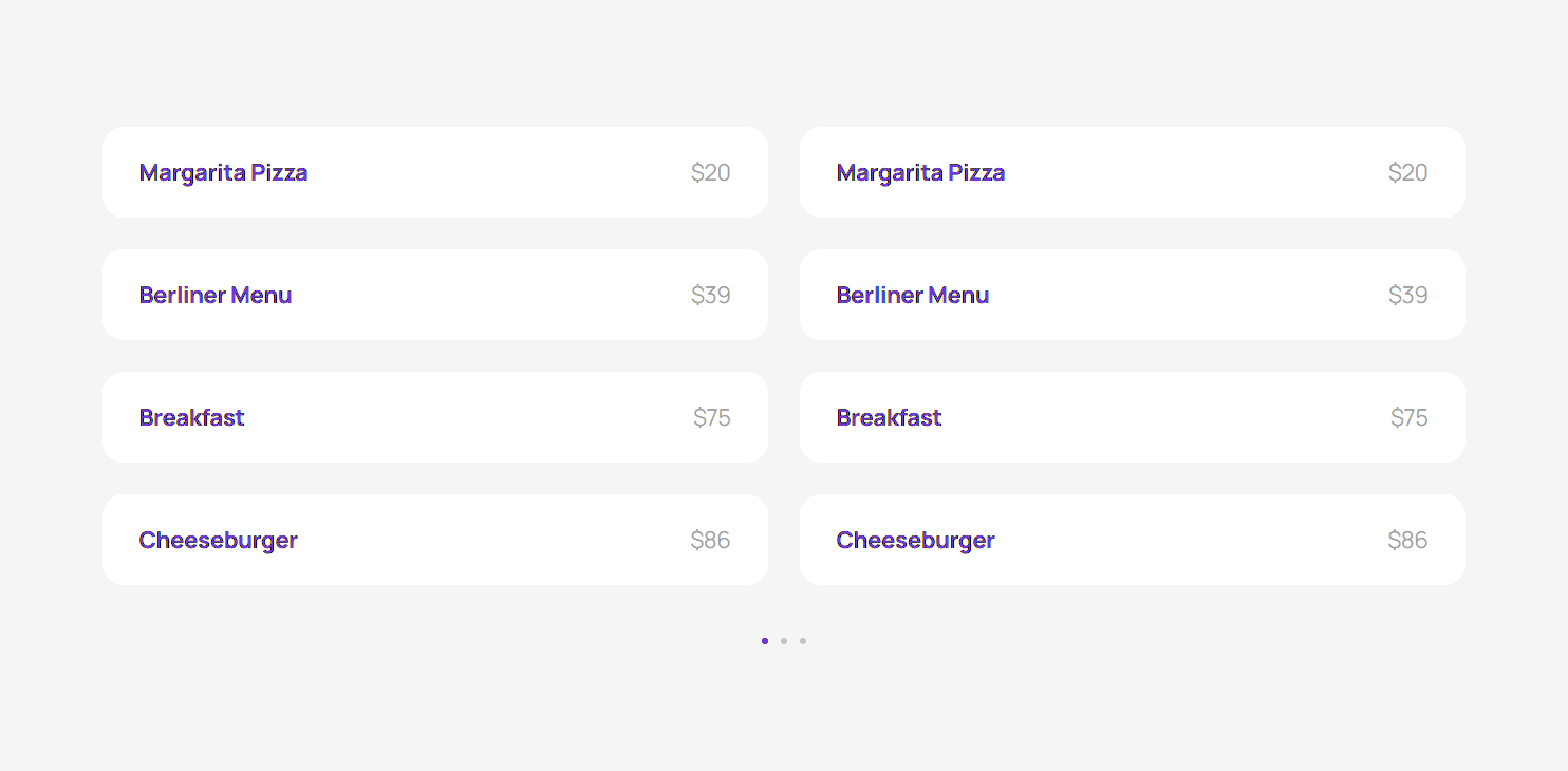 Pricing Menu c3096