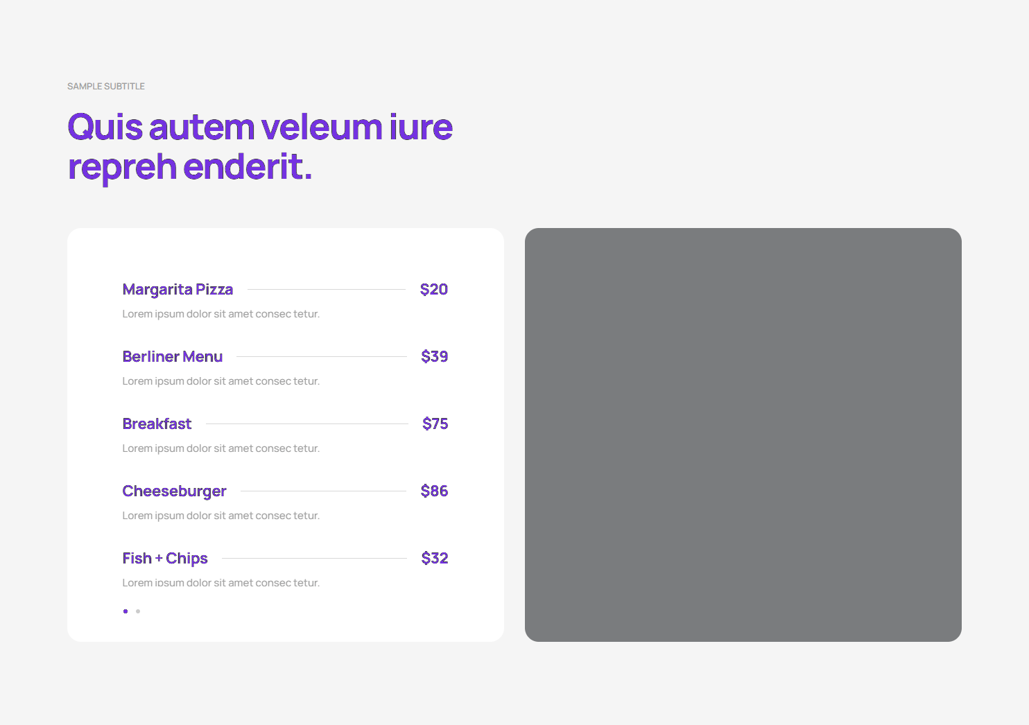 Pricing Menu c3101