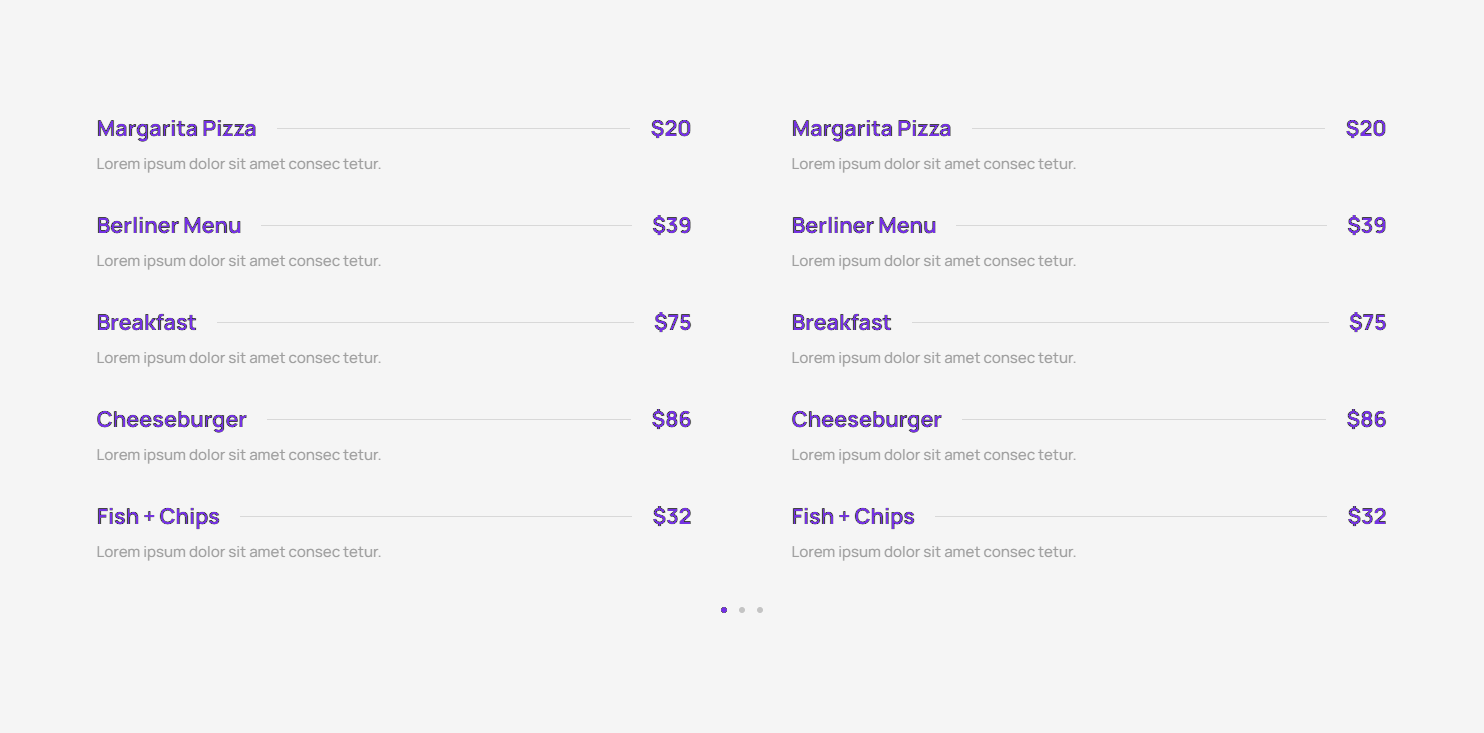 Pricing Menu c3083