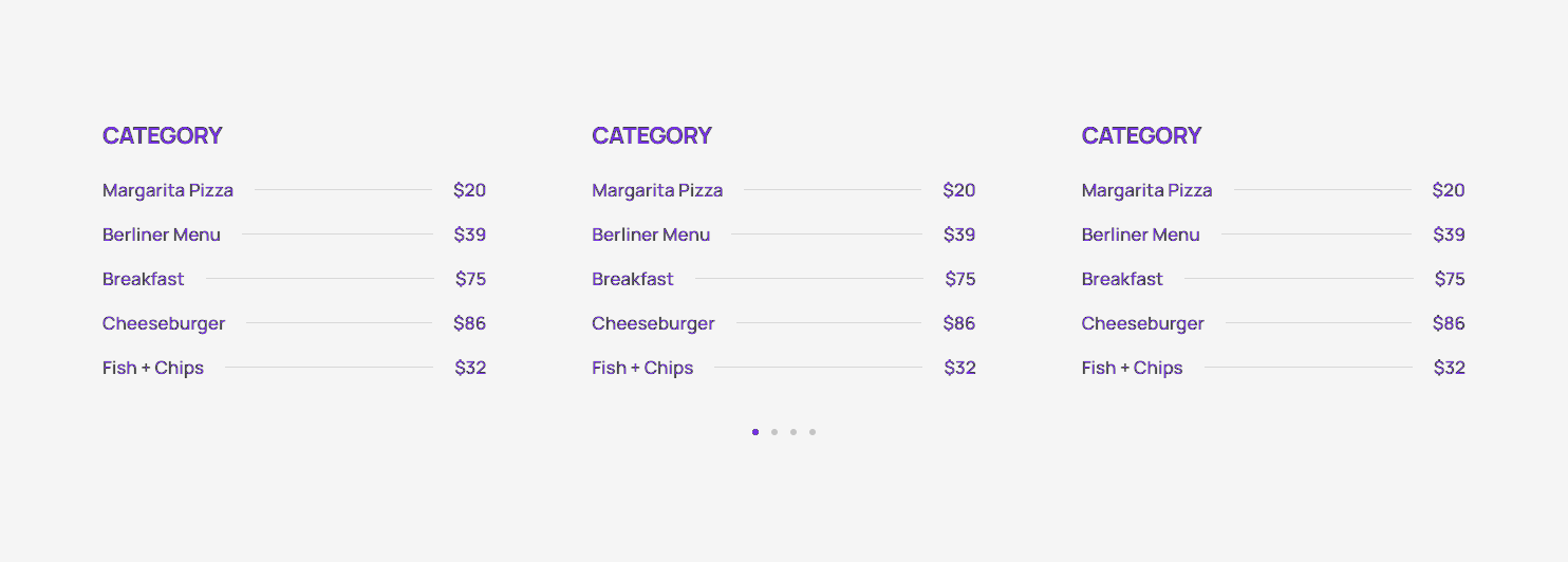 Pricing Menu c3099