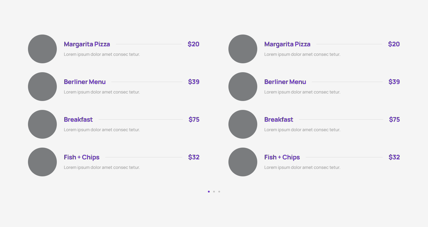 Pricing Menu c3084