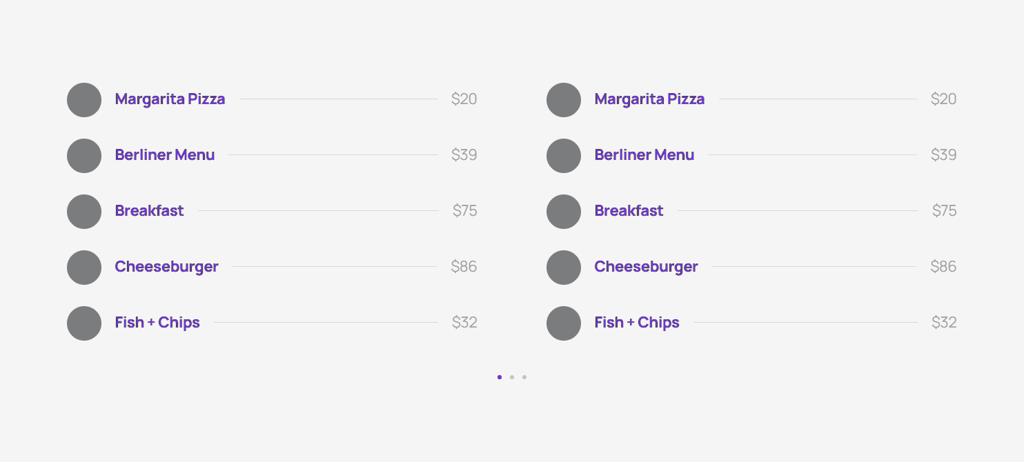 Pricing Menu c3087