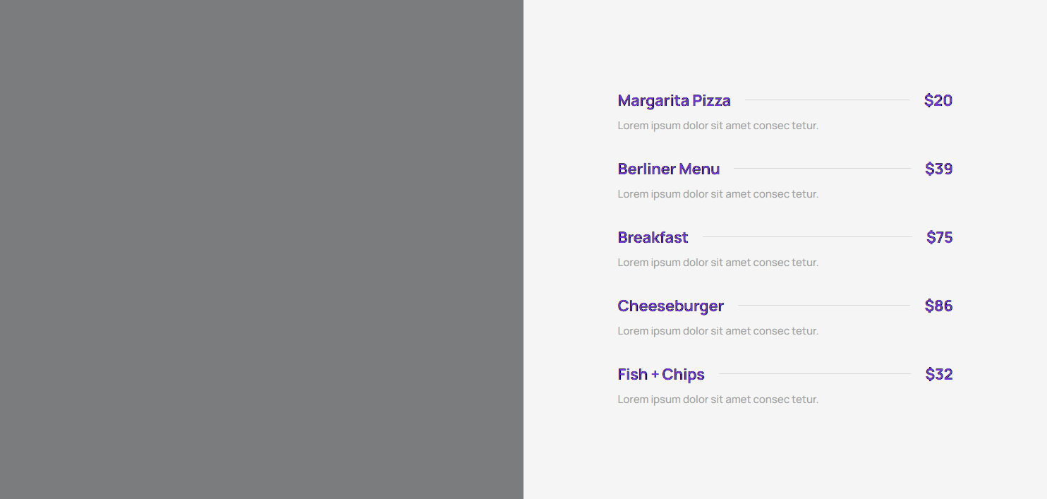 Pricing Menu c770