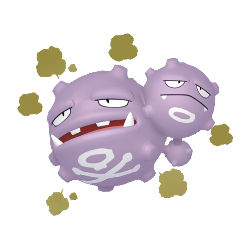 Weezing - Poison type Pokemon from Pokemon FireRed and LeafGreen with stats, moves, and evolution data