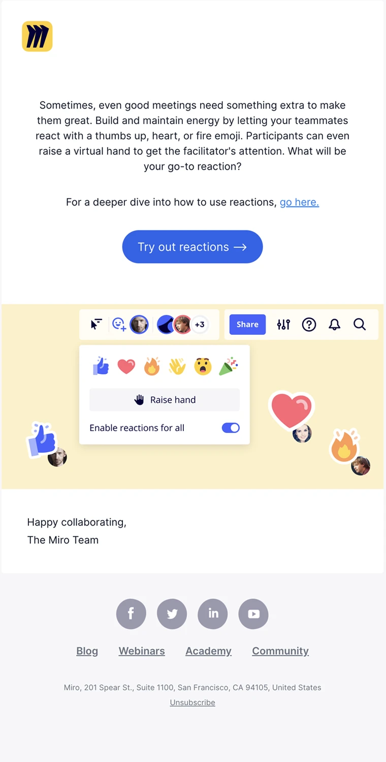 React Email Template - Boost Meeting Engagement with Miro’s Reactions ...
