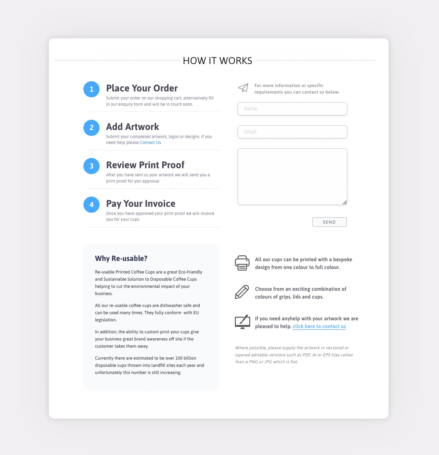 coffeecups case study how it works and contact form