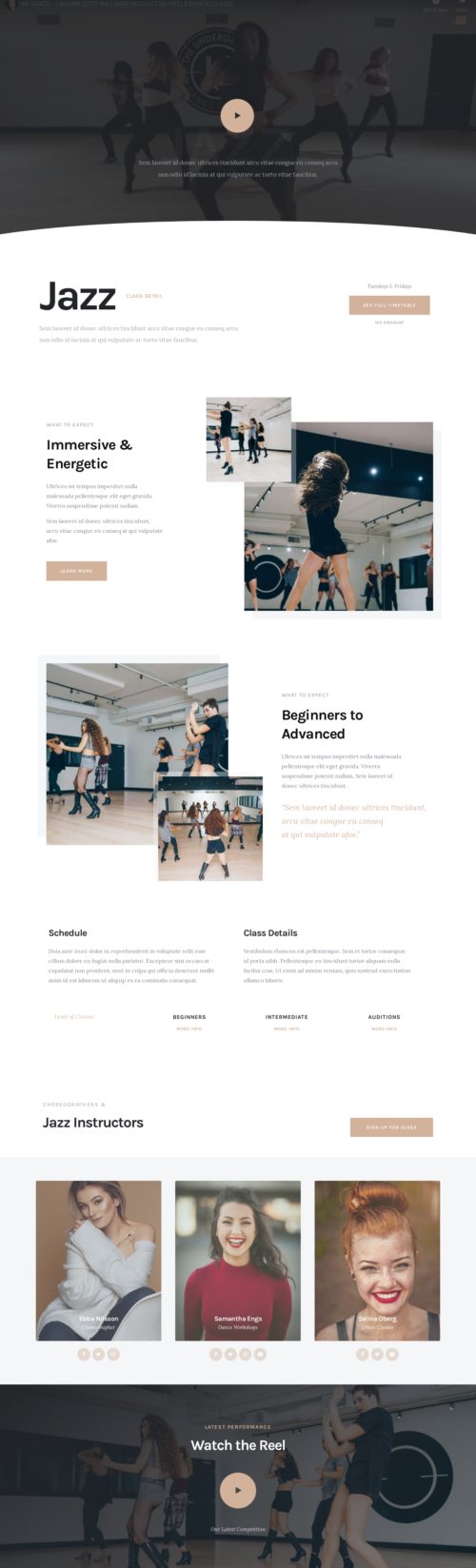 Dance School Class Details