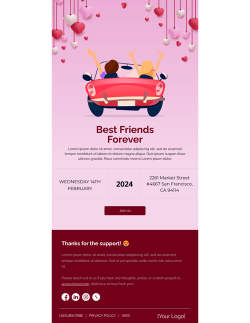 Valentine's Day to Friend Email Template