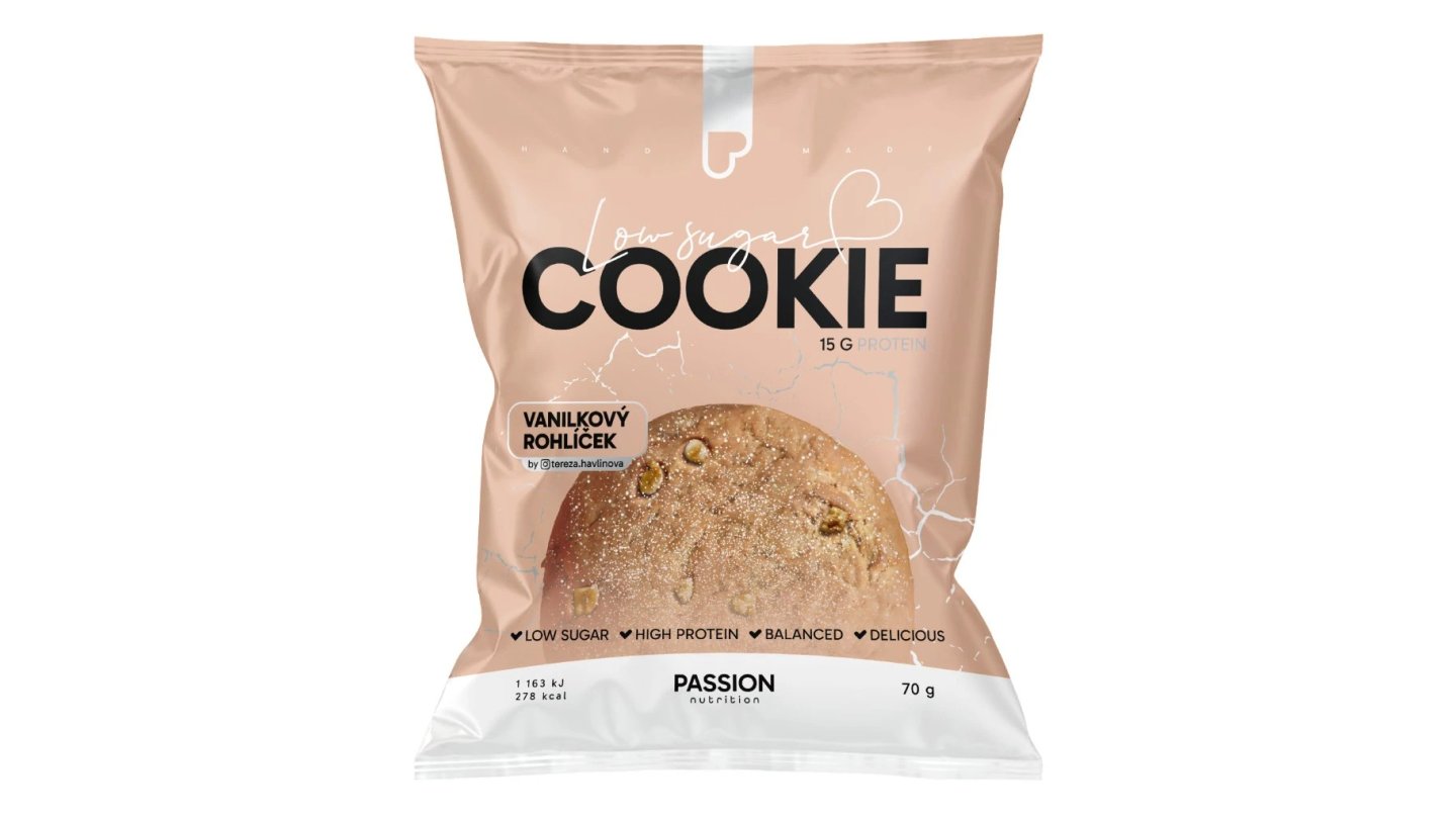 Passion Low sugar cookies Vanilkový rohlíček 70g