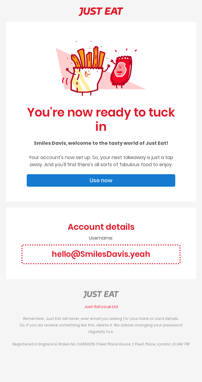 Smiles Davis Ready Steady Just Eat