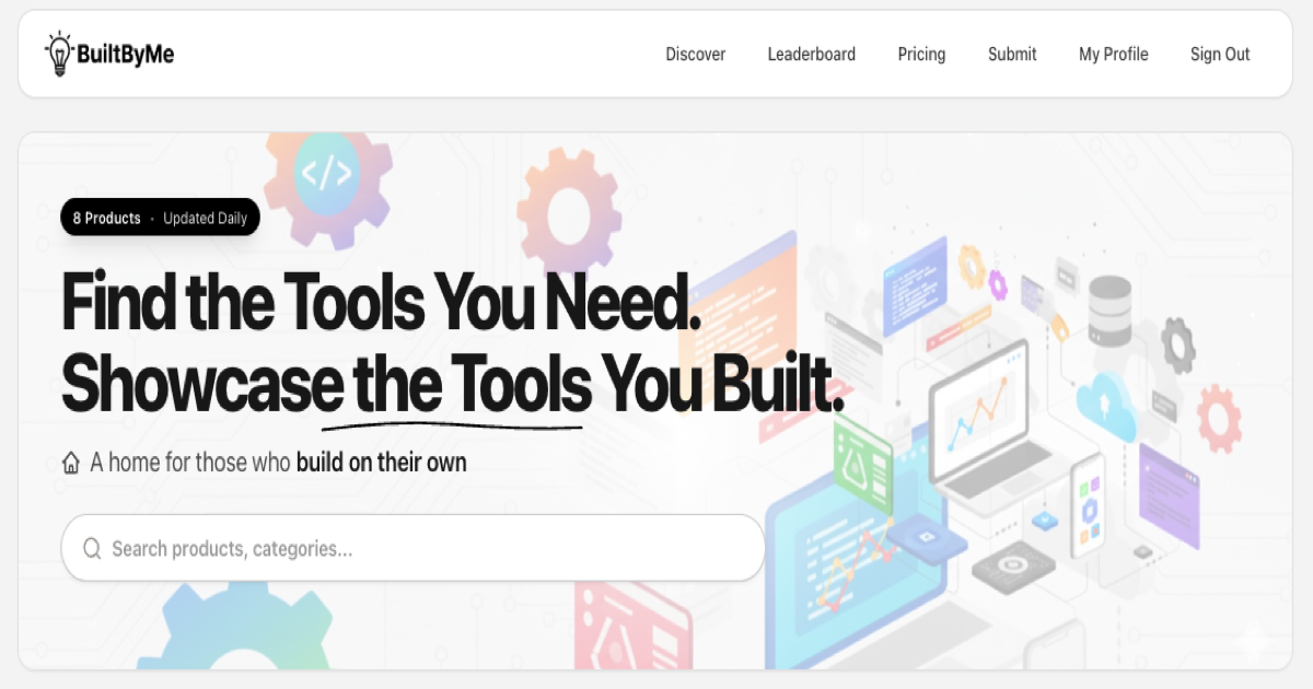 BuiltByMe - Discover Products Built by Indie Makers | Startup Fast