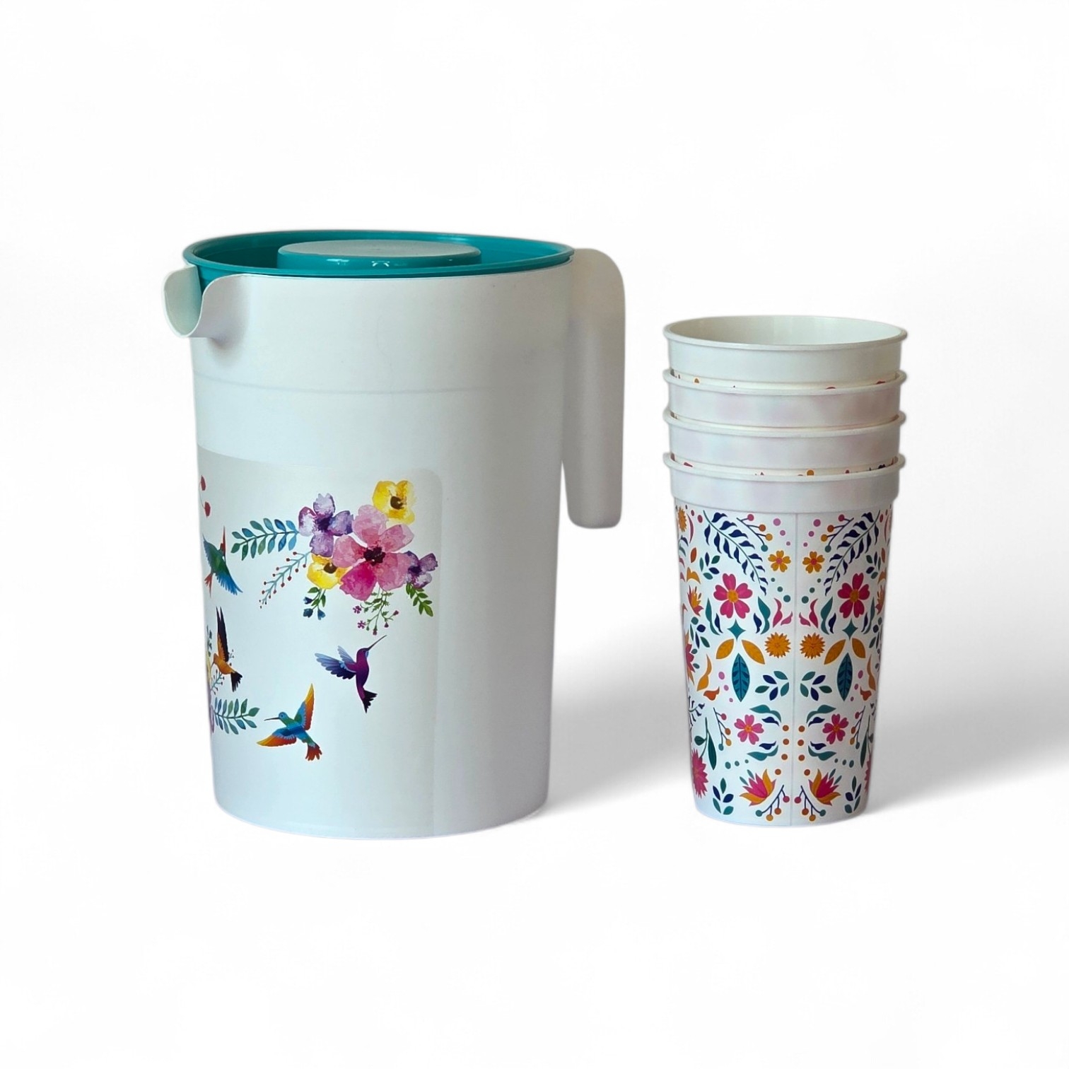 Jarra de 2 lts decorada c/vasos