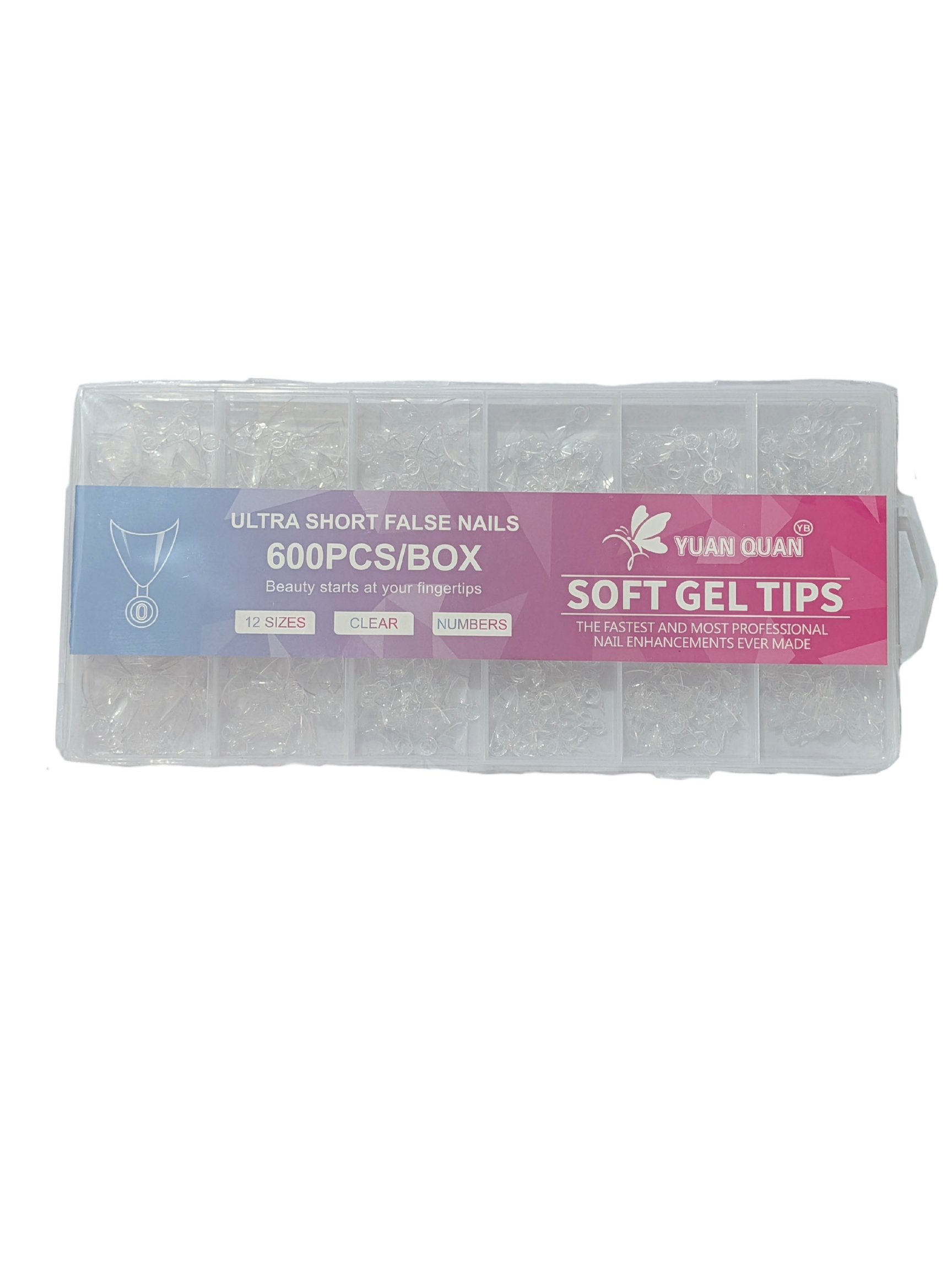 Tips soft gel 12 tamaños 600 pcs por caja