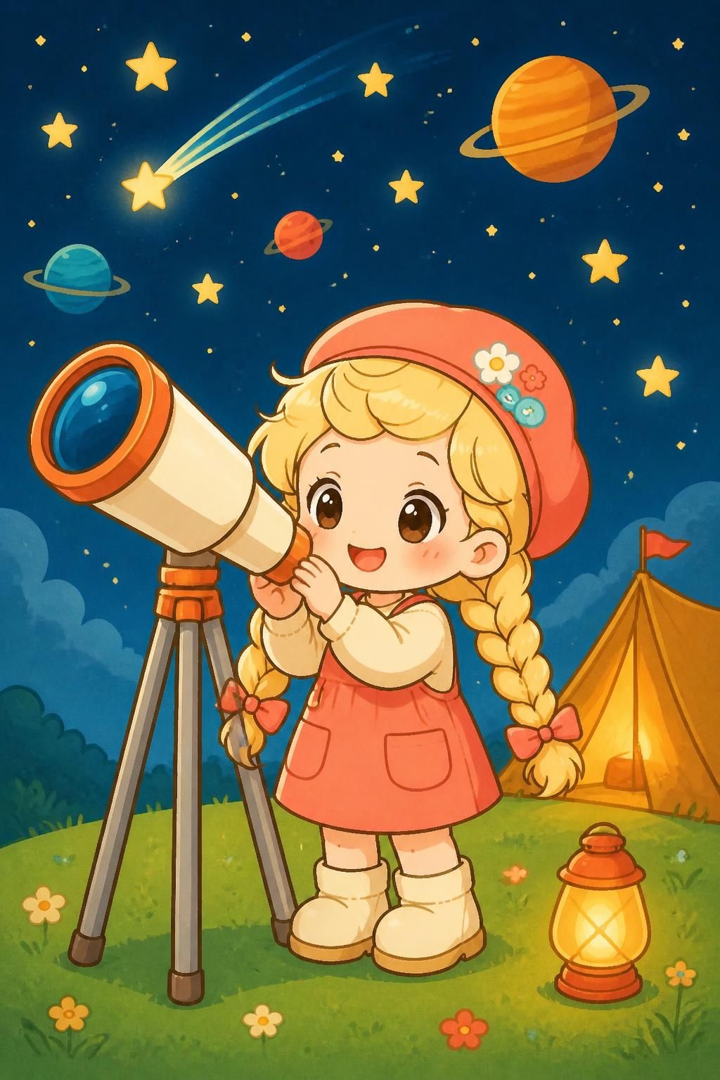 Cute Girl Adventure Art Set of 6.
