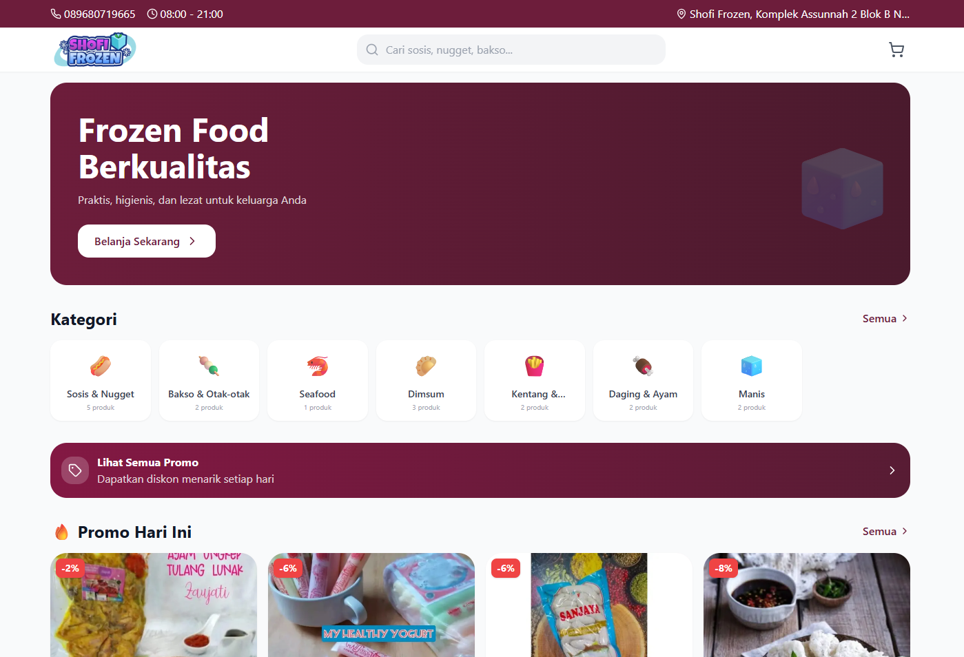Shofi Frozen — E-Commerce Website