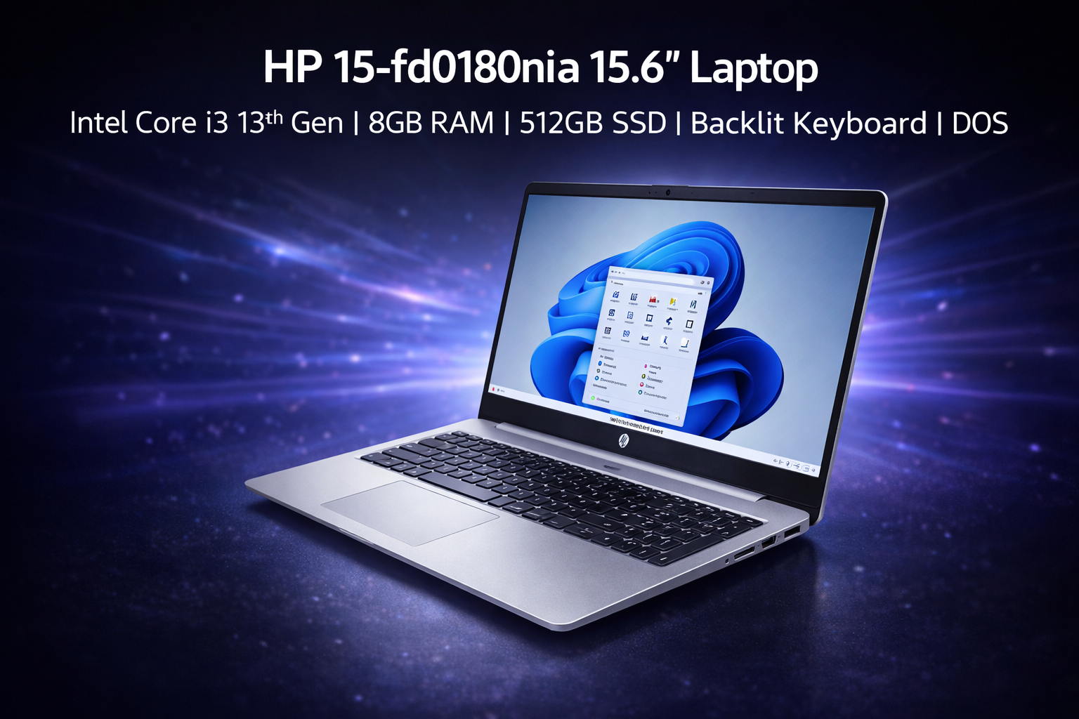 HP 15-fd0180nia | Intel Core i3-13th Gen | 8GB RAM | 512GB SSD