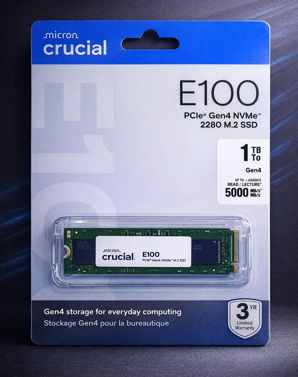  Crucial E100 1TB M.2 NVMe PCIe Gen4 Internal SSD