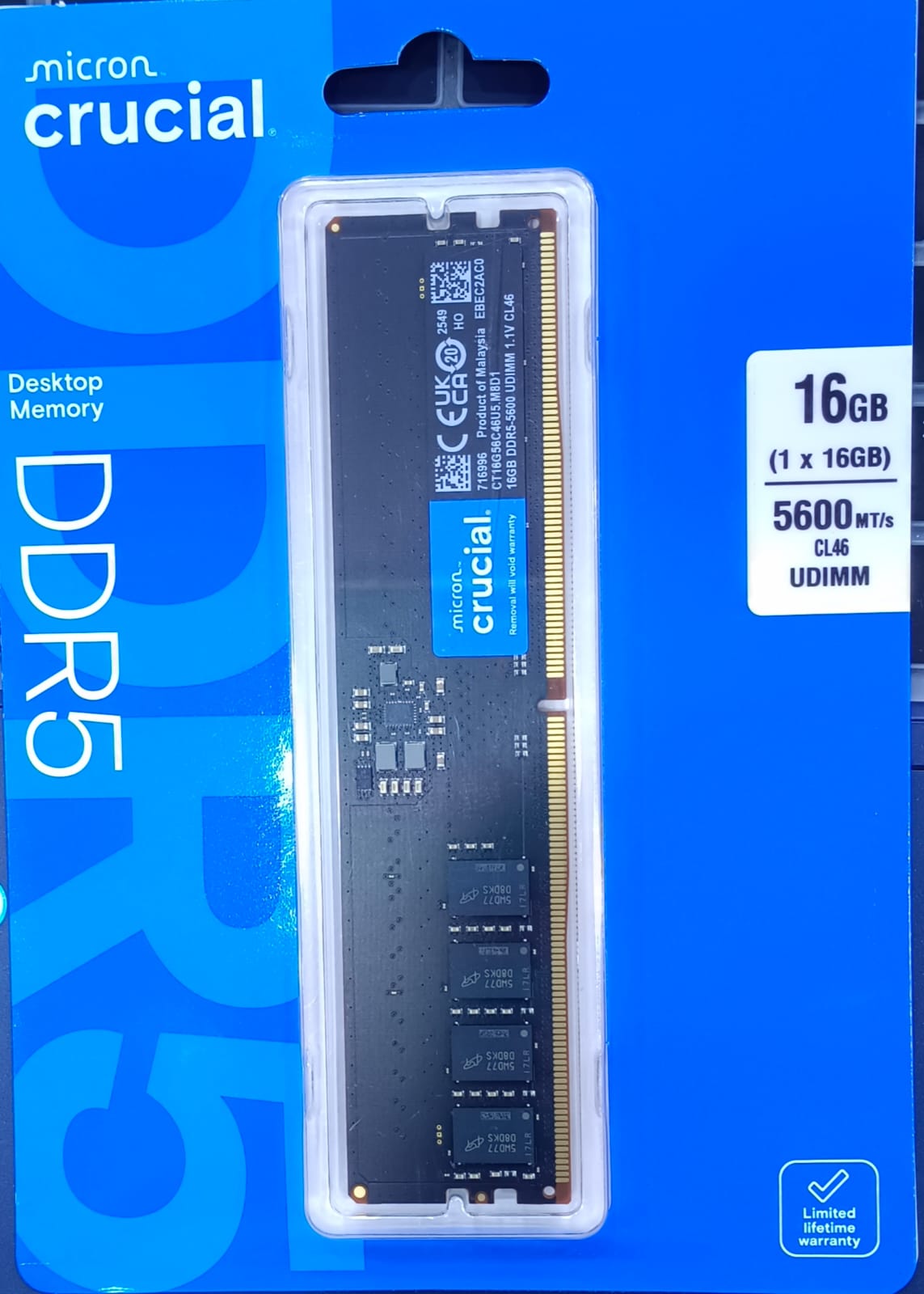 Crucial 16GB DDR5 5600MHz Desktop RAM (UDIMM)
