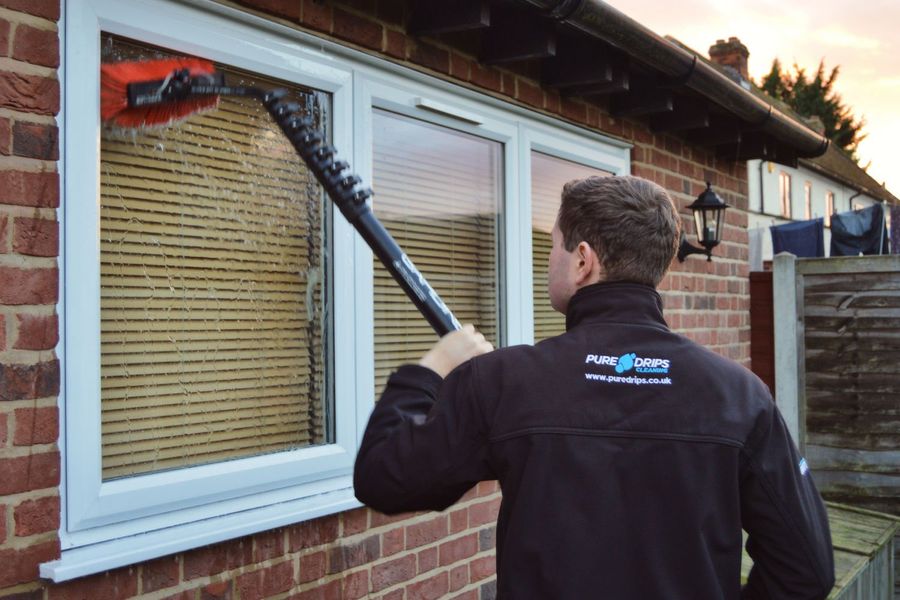 A window being cleaned.