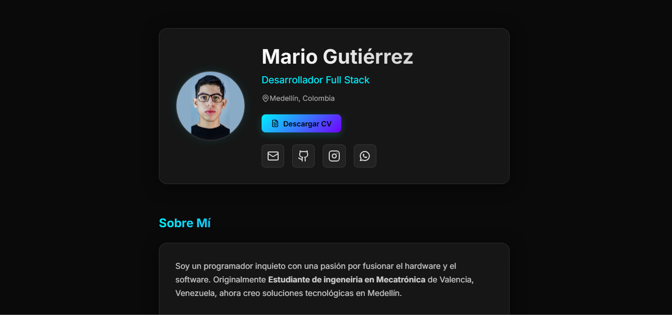 Portafolio Mario Gutierrez  "Full Stack" """Developer""""" en Medellín