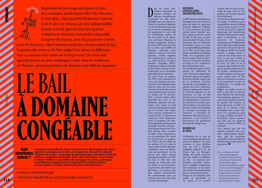 Fracas N2 : chronique Reprise de terres : le bail à domaine congéable