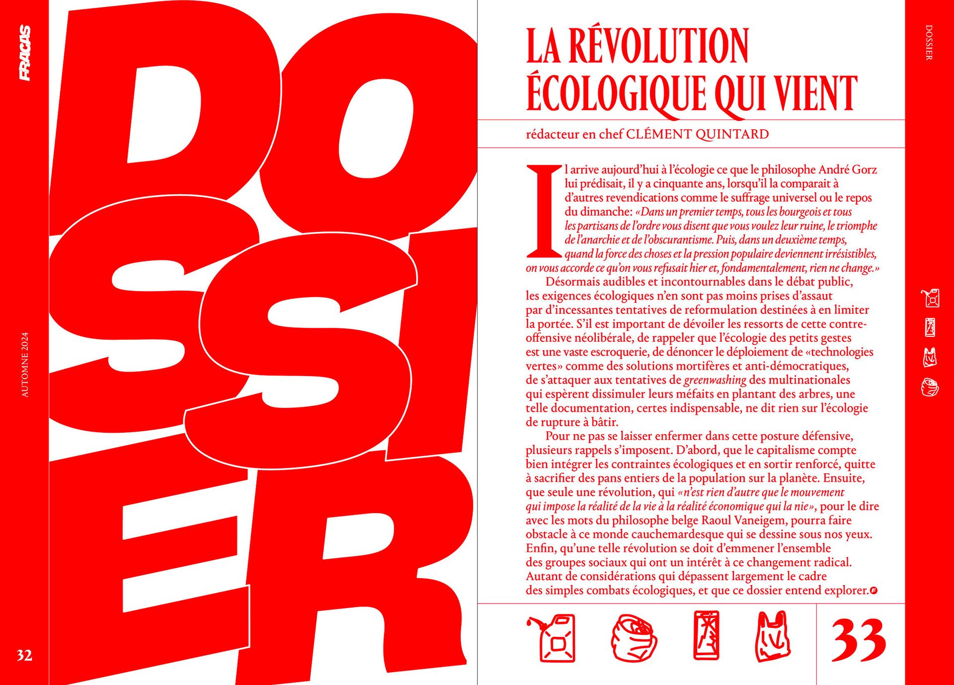 Fracas N°1 : double page dossier la révolution écologique qui vient