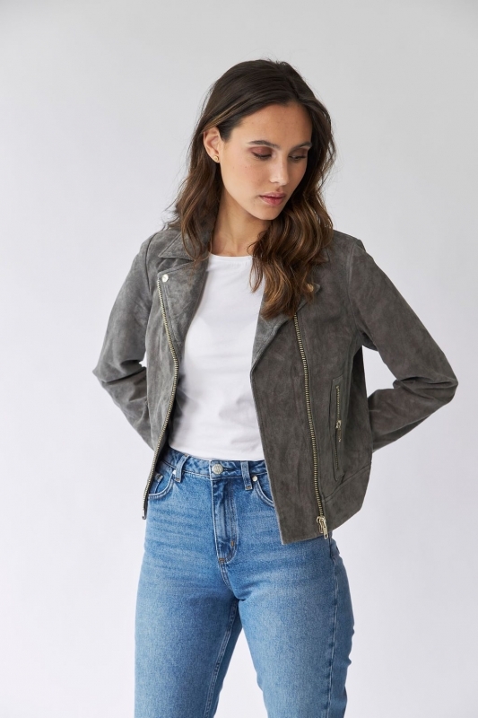 Andrea Grå Skinnjacka