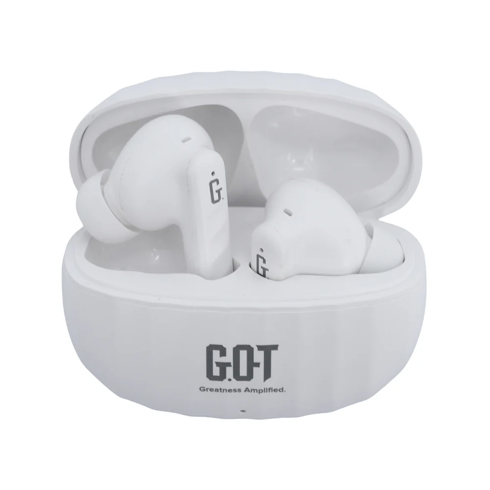 GPOD BEATS earbuds connected via Bluetooth 5.0 to a smartphone