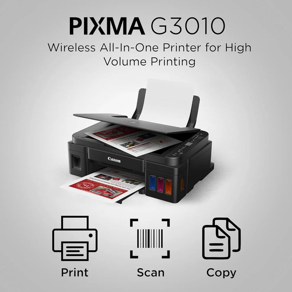 Canon PIXMA G3010 Control Panel and LCD Screen Display