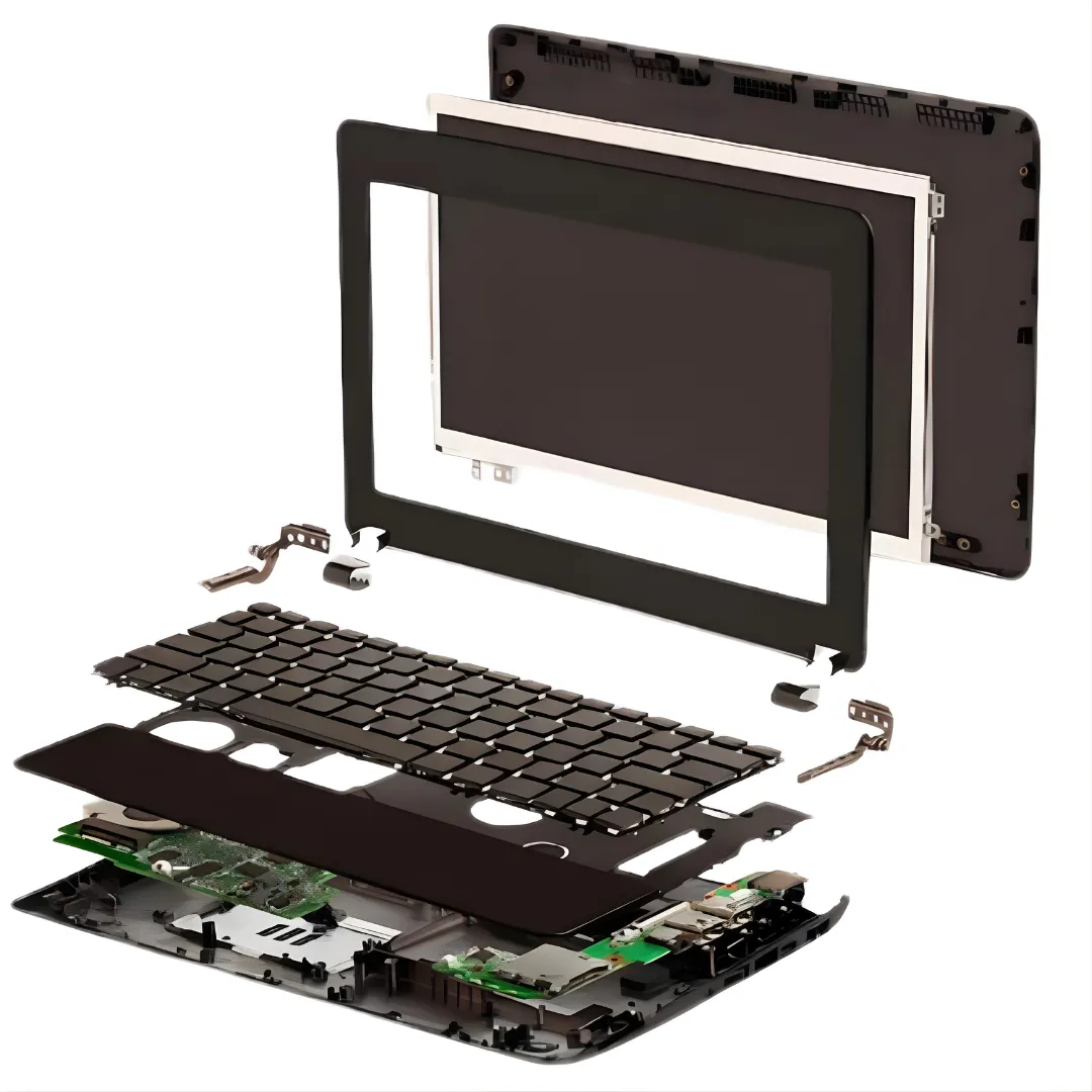 Professional cleaning of a liquid-damaged laptop keyboard circuitry at a tech repair lab.