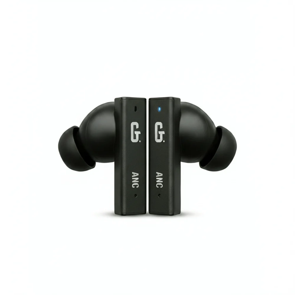User wearing GPOD ELITE PRO wireless earbuds during daily commute