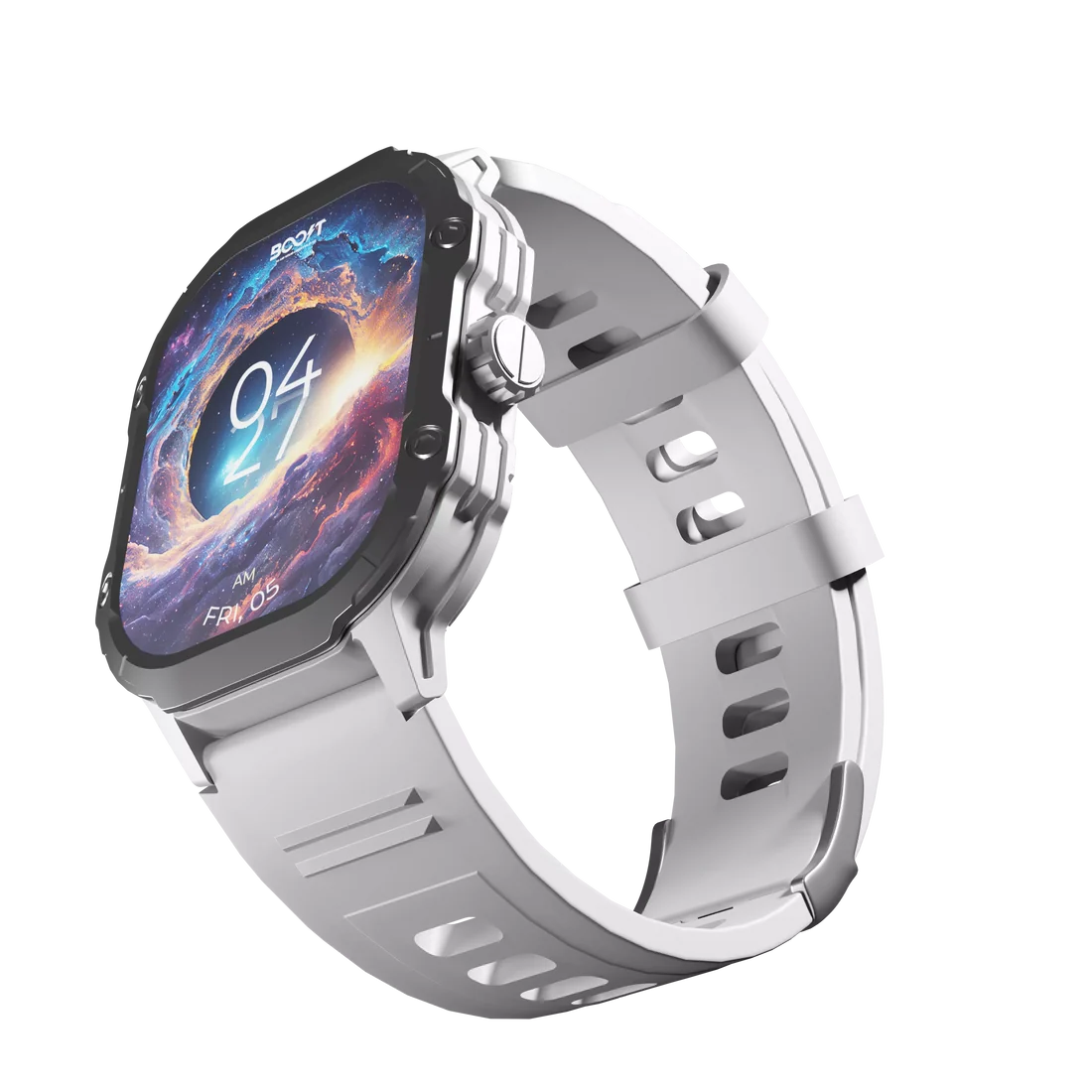 Boost Cosmic smartwatch displaying heart rate and SpO2 tracking interface