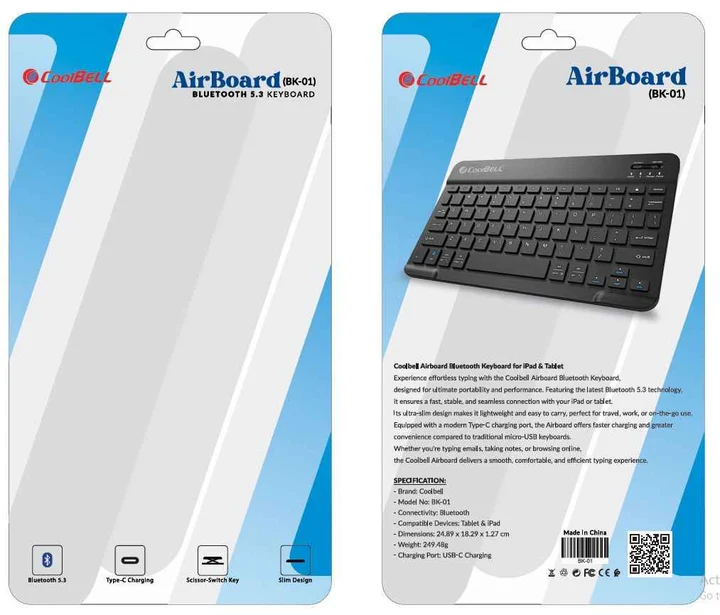 CoolBell AirBoard BK-01 Slim Bluetooth Wireless Keyboard - Image 2