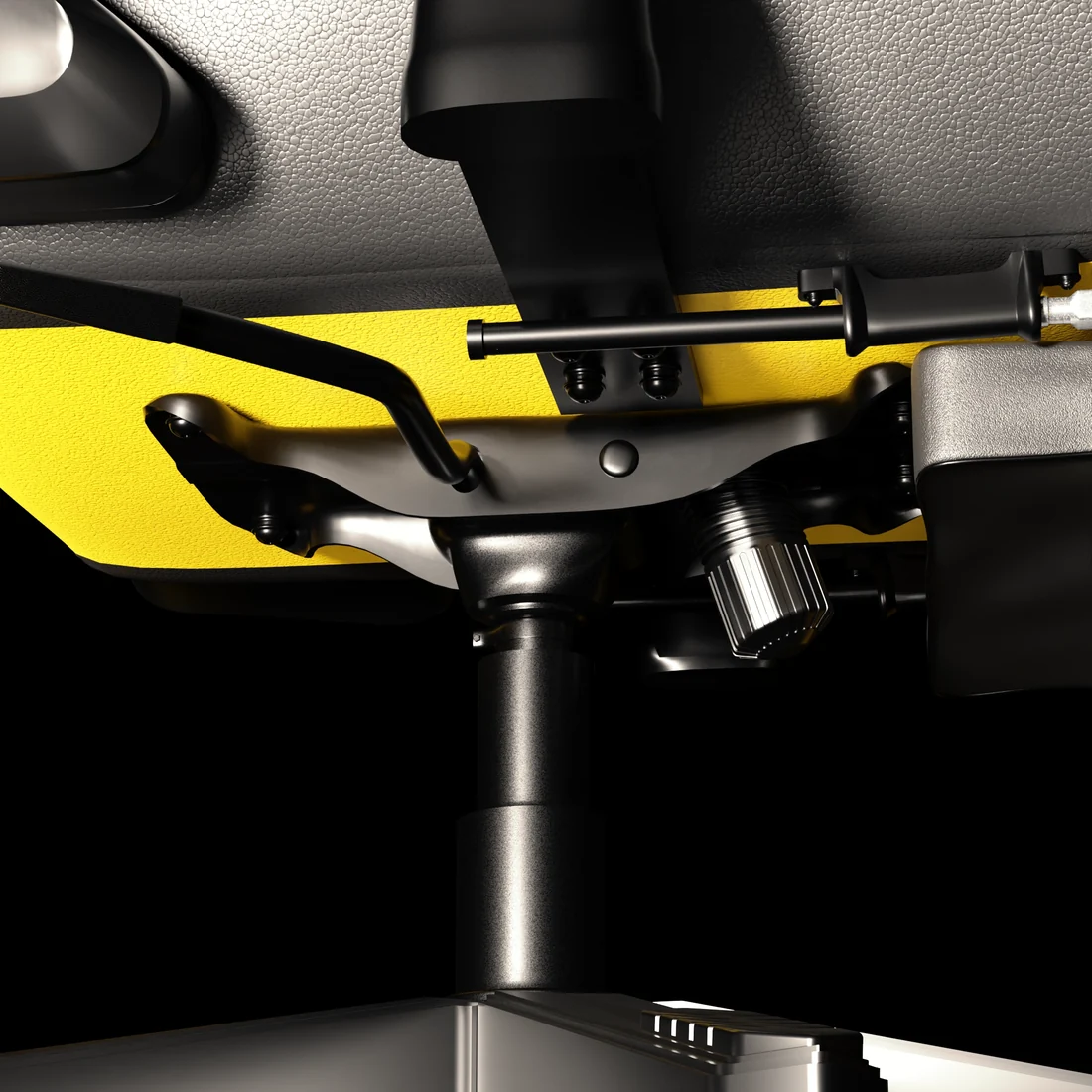 Angle perspective of heavy-duty star base and casters on Boost Nova chair