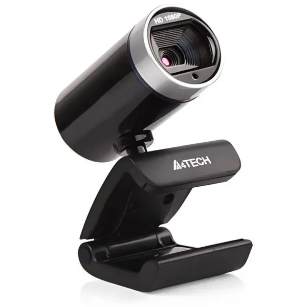 Front view of the black A4Tech PK-910H Full HD camera displaying its anti-glare lens